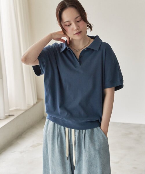 LBC(エルビーシー)の「ひんやりポロ襟スキッパープルオーバー(Tシャツ/カットソー・レディース・パープル/ブラック/ブルー/ホワイト・M)」の16枚目の写真