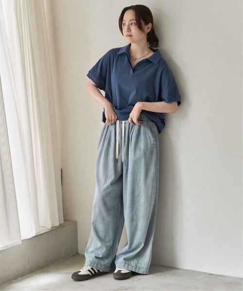 LBC(エルビーシー)の「ひんやりポロ襟スキッパープルオーバー(Tシャツ/カットソー・レディース・パープル/ブラック/ブルー/ホワイト・M)」の17枚目の写真