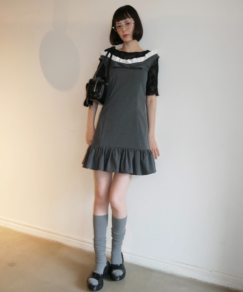 HONEY MI HONEY(ハニーミーハニー)の「molle embroidery lace short sleeve body suit(Tシャツ/カットソー・レディース・ピンク/ブラック/ホワイト・FREE)」の6枚目の写真