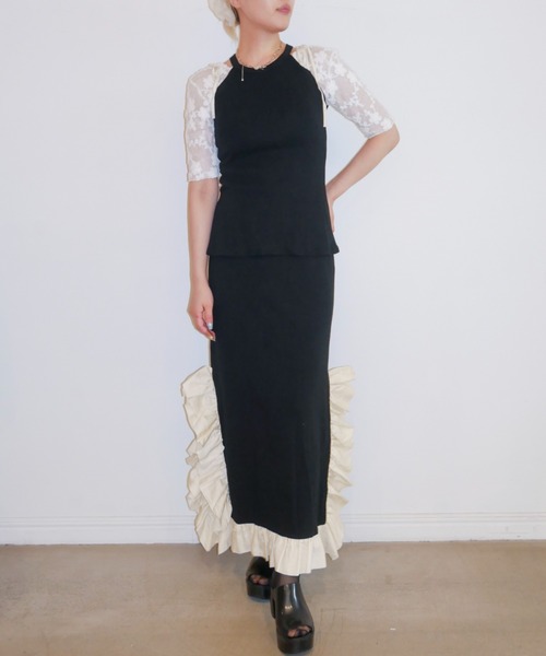 HONEY MI HONEY(ハニーミーハニー)の「molle embroidery lace short sleeve body suit(Tシャツ/カットソー・レディース・ピンク/ブラック/ホワイト・FREE)」の11枚目の写真