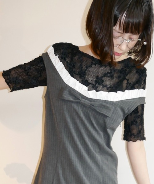 HONEY MI HONEY(ハニーミーハニー)の「molle embroidery lace short sleeve body suit(Tシャツ/カットソー・レディース・ピンク/ブラック/ホワイト・FREE)」の15枚目の写真
