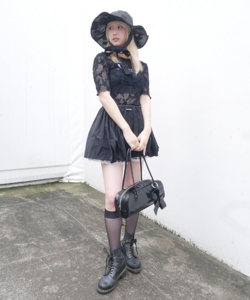 HONEY MI HONEY(ハニーミーハニー)の「molle embroidery lace short sleeve body suit(Tシャツ/カットソー・レディース・ピンク/ブラック/ホワイト・FREE)」の14枚目の写真