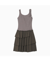 SHIRRING LAYERED DRESS, INDIE PINK