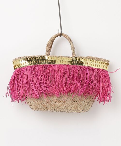 ROSE BUD(ローズバッド)の「AS FRINGE BASKET BAG(かごバッグ・レディース・ブラック/ピンク・ONE SIZE)」の5枚目の写真