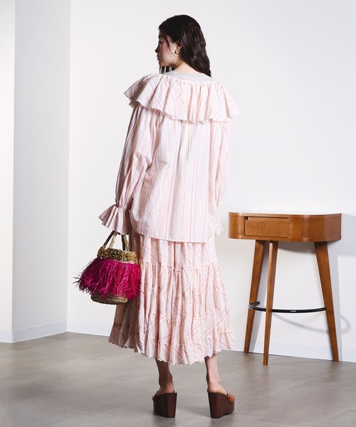 ROSE BUD(ローズバッド)の「AS FRINGE BASKET BAG(かごバッグ・レディース・ブラック/ピンク・ONE SIZE)」の6枚目の写真
