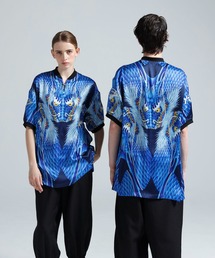 Y-3 BLUE SATIN GRAPHIC JERSEY