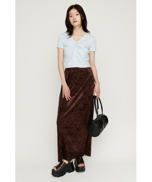 SLY(スライ)の「SHEER CHENILLEL L/SK シアーシェニルロングスカート 夏服 秋服(スカート・レディース・ブラック/ブラウン/アイボリー・FREE)」の8枚目の写真