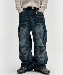 NOT4NERD（ノットフォーナード）の「NOT4NERD/ノットフォーナード/Dirty Washed Parachute Cargo Denim Pants（デニムパンツ）」
