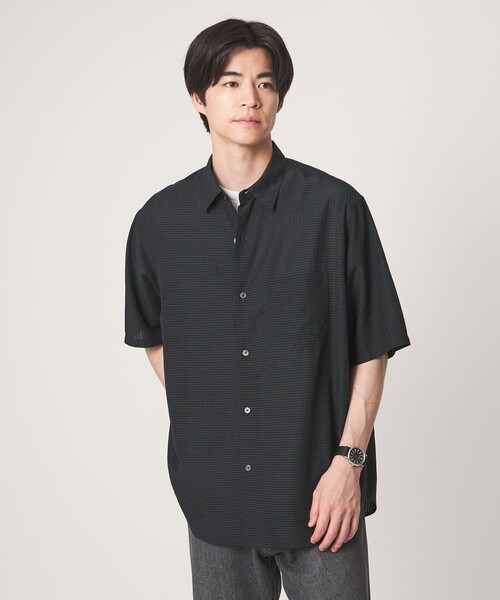 green label relaxing(グリーンレーベルリラクシング)の「シアー ギンガムチェック ジャストルーズ 半袖 シャツ(シャツ/ブラウス・メンズ・ダークブラウン/ダークグリーン/ネイビー・S/L/XL/M)」の6枚目の写真