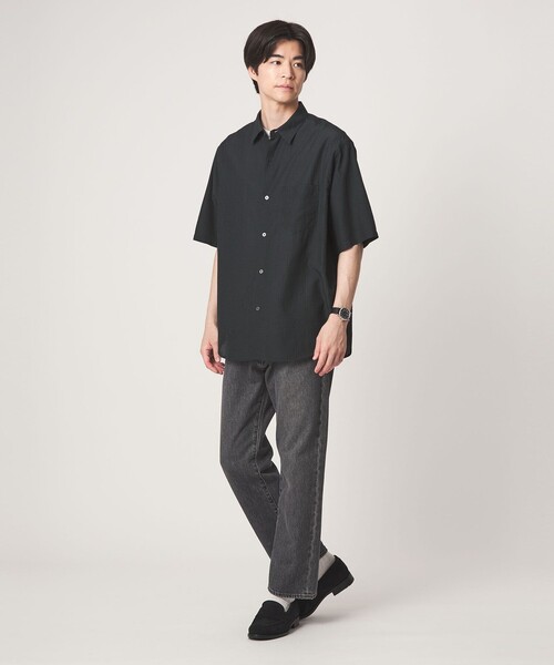 green label relaxing(グリーンレーベルリラクシング)の「シアー ギンガムチェック ジャストルーズ 半袖 シャツ(シャツ/ブラウス・メンズ・ダークブラウン/ダークグリーン/ネイビー・S/L/XL/M)」の7枚目の写真