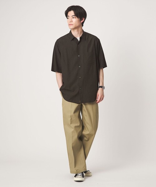 green label relaxing(グリーンレーベルリラクシング)の「シアー ギンガムチェック ジャストルーズ 半袖 シャツ(シャツ/ブラウス・メンズ・ダークブラウン/ダークグリーン/ネイビー・S/L/XL/M)」の8枚目の写真