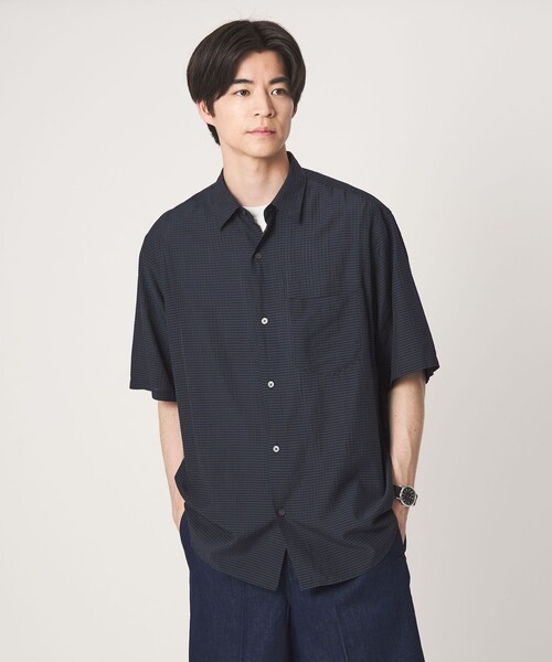 green label relaxing(グリーンレーベルリラクシング)の「シアー ギンガムチェック ジャストルーズ 半袖 シャツ(シャツ/ブラウス・メンズ・ダークブラウン/ダークグリーン/ネイビー・S/L/XL/M)」の9枚目の写真