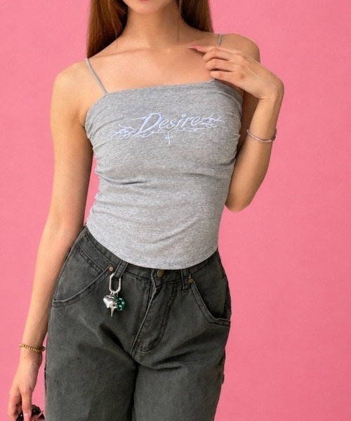 mindseeker girls(マインドシーカーガールズ)の「Desire Embroidered Cup Camisole / デザイア刺繍 カップキャミソール カップ付き(キャミソール・レディース・グレー/ホワイト/ブラック・FREE)」の18枚目の写真