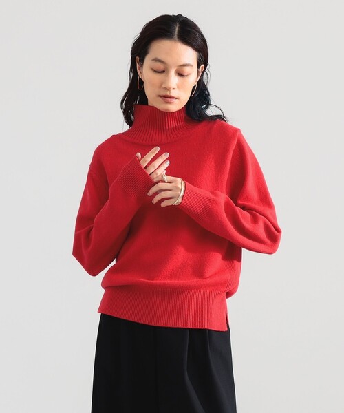 Demi-Luxe BEAMS(デミルクス ビームス)の「ウール カシミヤ ハイネック プルオーバー(ニット/セーター・レディース・ネイビー/レッド系その他4/グレー・ONE SIZE)」の3枚目の写真