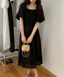 2WAYオフショルダーパフスリーブワンピース
