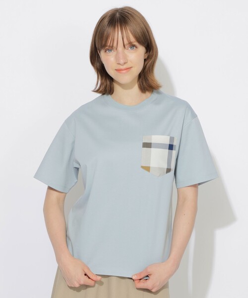 CB CRESTBRIDGE（シービークレストブリッジ）の「チェックポケットTシャツ（Tシャツ/カットソー・レディース・ブラック/ホワイト系その他/ブルー系その他2/オフホワイト・0/2/1/3）」の4枚目の写真