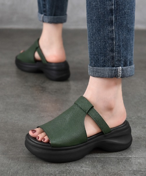 Miniministore(ミニミニストア)の「オープントゥ厚底サンダル レディース美脚(サンダル・レディース・ブラウン/ブラック/ダークグリーン・24.5cm/24.0cm/23.5cm/23.0cm/22.5cm)」の6枚目の写真