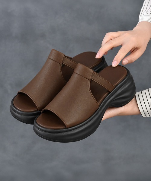 Miniministore(ミニミニストア)の「オープントゥ厚底サンダル レディース美脚(サンダル・レディース・ブラウン/ブラック/ダークグリーン・24.5cm/24.0cm/23.5cm/23.0cm/22.5cm)」の13枚目の写真