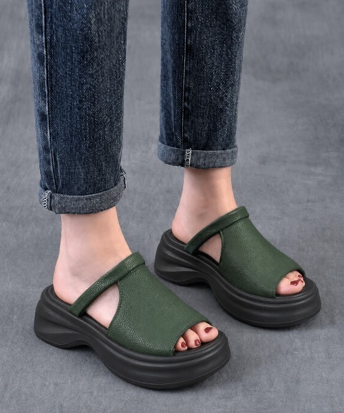 Miniministore(ミニミニストア)の「オープントゥ厚底サンダル レディース美脚(サンダル・レディース・ブラウン/ブラック/ダークグリーン・24.5cm/24.0cm/23.5cm/23.0cm/22.5cm)」の15枚目の写真