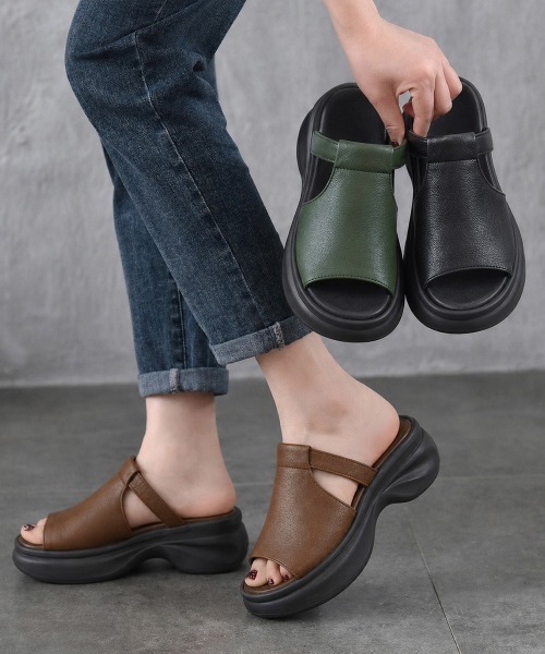 Miniministore(ミニミニストア)の「オープントゥ厚底サンダル レディース美脚(サンダル・レディース・ブラウン/ブラック/ダークグリーン・24.5cm/24.0cm/23.5cm/23.0cm/22.5cm)」の18枚目の写真