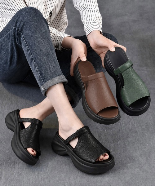 Miniministore(ミニミニストア)の「オープントゥ厚底サンダル レディース美脚(サンダル・レディース・ブラウン/ブラック/ダークグリーン・24.5cm/24.0cm/23.5cm/23.0cm/22.5cm)」の19枚目の写真