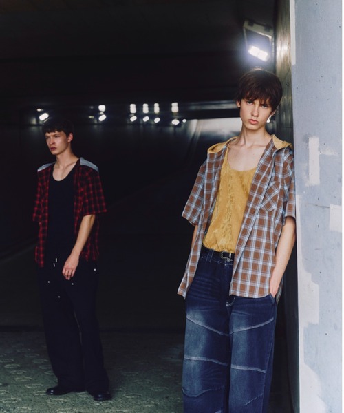 B'2nd(ビーセカンド)の「RENOVA(レノバ) FOODY OMBRE S/S SHIRTS / フーディオンブレショートスリーブシャツ(Tシャツ/カットソー・メンズ・レッド/ブラック/ベージュ・1/3)」の7枚目の写真