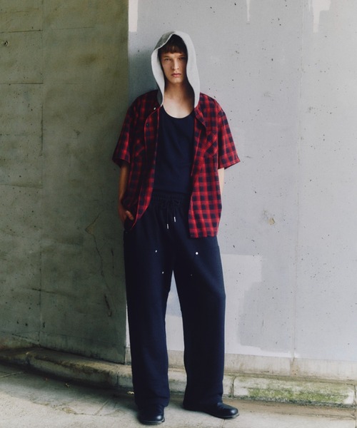 B'2nd(ビーセカンド)の「RENOVA(レノバ) FOODY OMBRE S/S SHIRTS / フーディオンブレショートスリーブシャツ(Tシャツ/カットソー・メンズ・レッド/ブラック/ベージュ・1/3)」の5枚目の写真