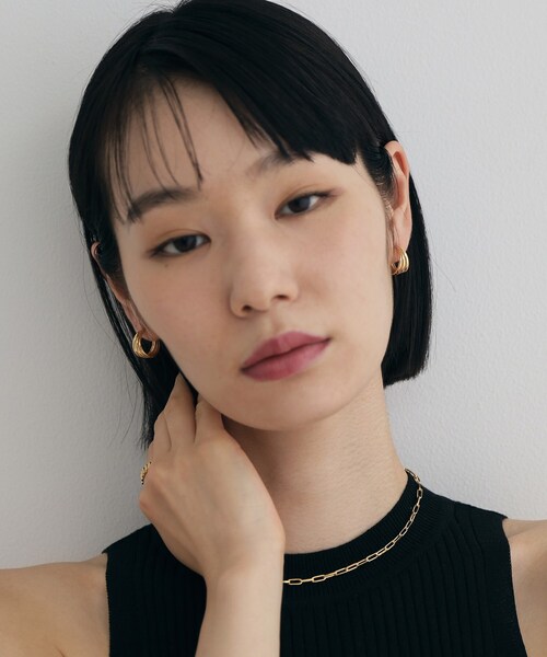 COCOSHNIK ONKITSCH(ココシュニックオンキッチュ)の「シルバー スモールフープ トリプルドームピアスGP(ピアス(両耳用)・レディース・クリア・00)」の3枚目の写真