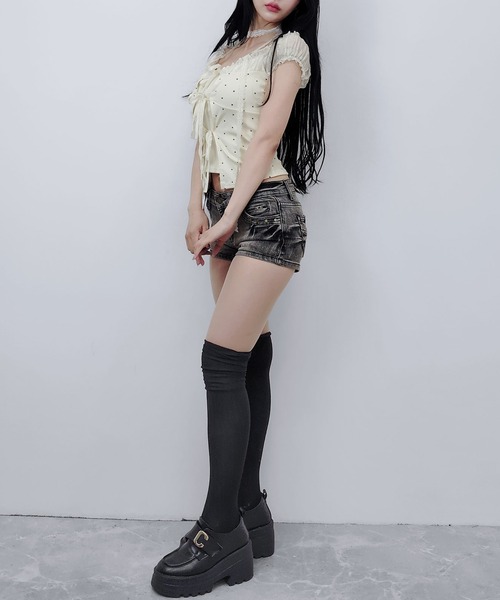 FOLLOWIN(フォロウィン)の「ドットシャーリングレースフリル袖トップス【レースマフラー付き】(Tシャツ/カットソー・レディース・アイボリー・FREE)」の8枚目の写真