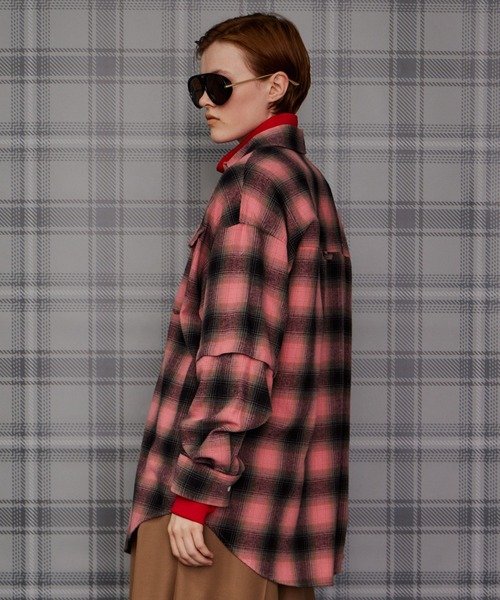 MAISON SPECIAL(メゾンスペシャル)の「【2026Autumn PRE-ORDER】2WAY Check Overshirt/2WAYチェックオーバーシャツ(シャツ/ブラウス・レディース・ブルー/ピンク/ブラウン・FREE)」の4枚目の写真