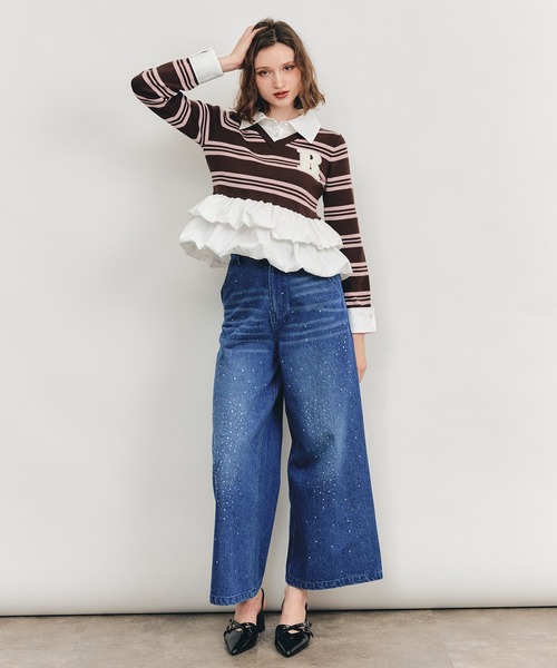 REDYAZEL(レディアゼル)の「【Sparkle Denim Series】スパークルデニムパンツ(デニムパンツ・レディース・ライトグレー/ネイビー・SMALL/MEDIUM)」の5枚目の写真