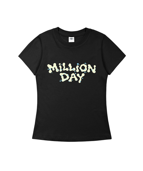 MILLION DAY(ミリオンデイ)の「バブルスリムフィット半袖Tシャツ(Tシャツ/カットソー・レディース・ホワイト/ブラック・SMALL/MEDIUM/LARGE)」の2枚目の写真