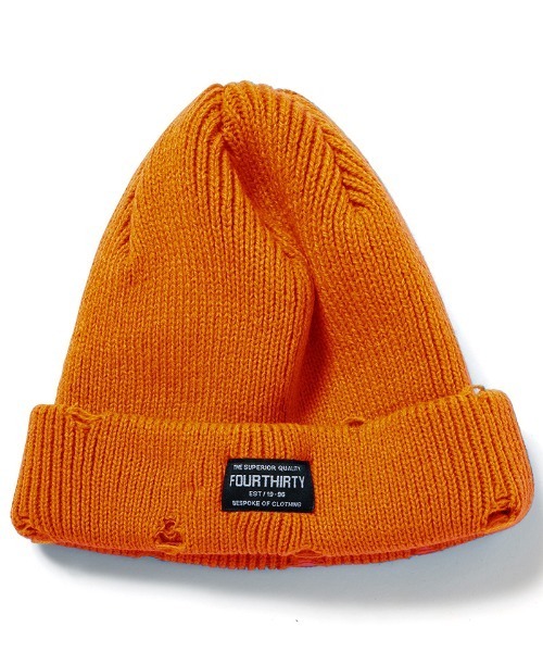 430(フォーサーティ)の「mko13797-DAMAGE BEANIE ビーニー ニット帽(26-174)(ニットキャップ/ビーニー・メンズ・グレー/アイボリー/オレンジ/バーガンディー/ネイビー/ブラック・FREE)」の6枚目の写真