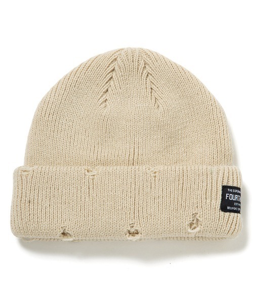 430(フォーサーティ)の「mko13797-DAMAGE BEANIE ビーニー ニット帽(26-174)(ニットキャップ/ビーニー・メンズ・グレー/アイボリー/オレンジ/バーガンディー/ネイビー/ブラック・FREE)」の2枚目の写真