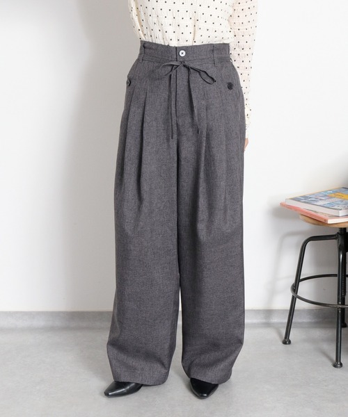 cepo(セポ)の「〈セットアップ対応〉ツイードライクイージータックパンツ(スラックス・レディース・チャコール/ブラウン・S/M)」の2枚目の写真