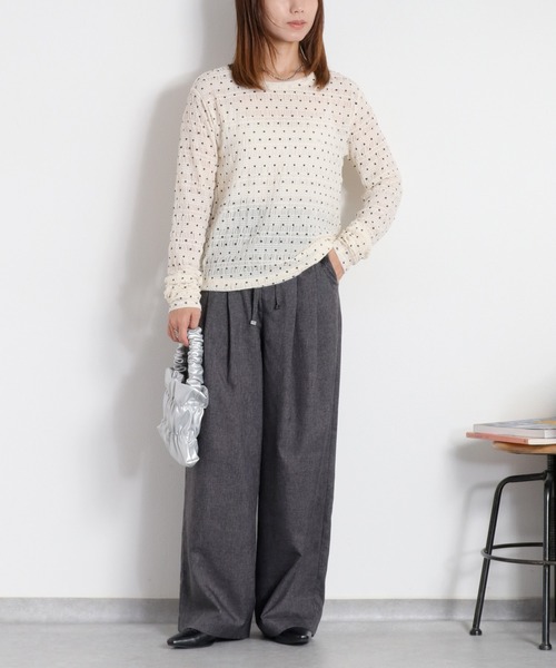 cepo(セポ)の「〈セットアップ対応〉ツイードライクイージータックパンツ(スラックス・レディース・チャコール/ブラウン・S/M)」の9枚目の写真
