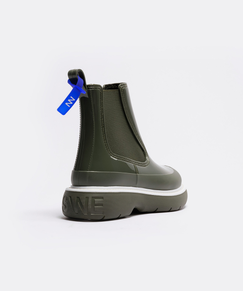 NSWE(ヌシェ)の「LAGOM チェルシーレインブーツ5CM(シーウィードカーキ)-NSW201SW(レインシューズ・レディース・カーキ・6/9/8.5/7.5/6.5)」の3枚目の写真