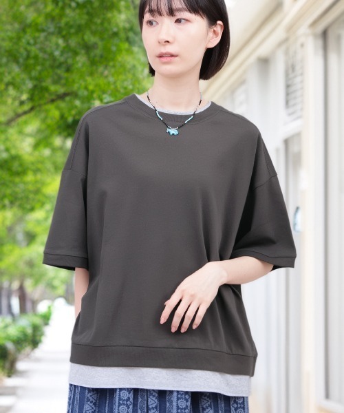 チチカカ(チチカカ)の「レイヤード風アロー刺繍プルオーバー(Tシャツ/カットソー・レディース・オフホワイト/チャコールグレー/グリーン・FREE)」の19枚目の写真