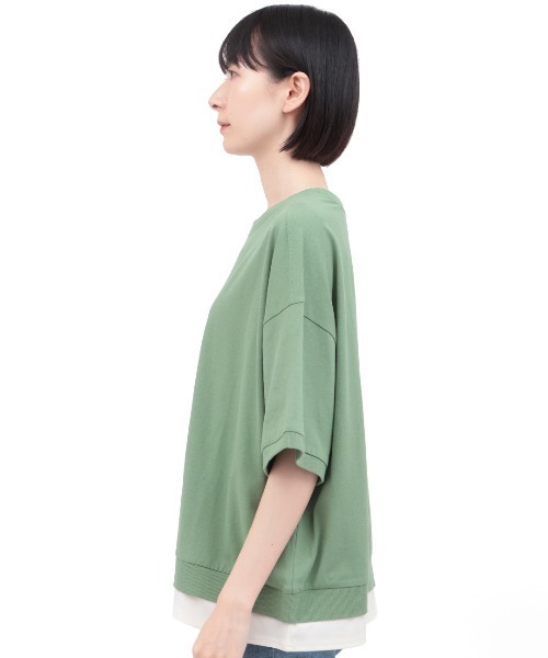 チチカカ(チチカカ)の「レイヤード風アロー刺繍プルオーバー(Tシャツ/カットソー・レディース・オフホワイト/チャコールグレー/グリーン・FREE)」の4枚目の写真