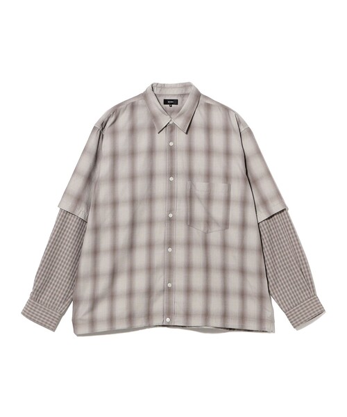 BEAMS(ビームス)の「レイヤード チェックシャツ(シャツ/ブラウス・メンズ・グリーン系その他/グレー系その他・S/M/L/XL)」の3枚目の写真