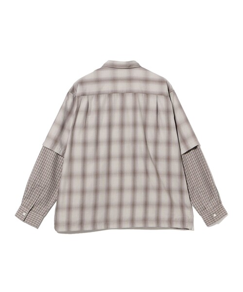 BEAMS(ビームス)の「レイヤード チェックシャツ(シャツ/ブラウス・メンズ・グリーン系その他/グレー系その他・S/M/L/XL)」の7枚目の写真