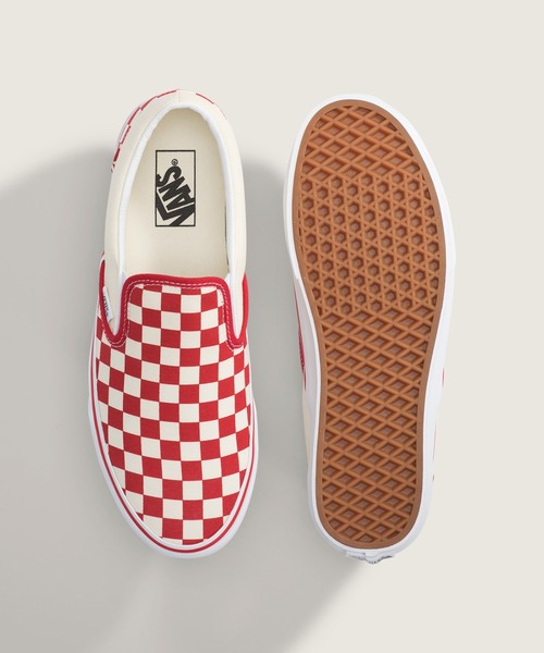 VANS（バンズ）の「クラシック スリッポン / Classic Slip-On PRIMARY CHECK VN000EACR301（スリッポン・メンズ・レッド・6/8/9/6.5/5/7/7.5/5.5）」の3枚目の写真