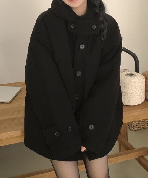 semplice(センプリチェ)の「フード付きコート(その他アウター・レディース・ブラック/グレー・F)」の11枚目の写真
