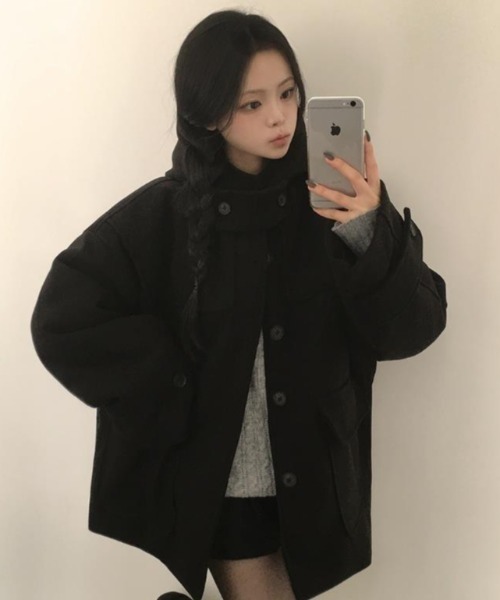 semplice(センプリチェ)の「フード付きコート(その他アウター・レディース・ブラック/グレー・F)」の13枚目の写真