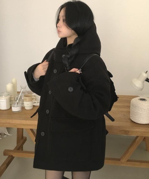 semplice(センプリチェ)の「フード付きコート(その他アウター・レディース・ブラック/グレー・F)」の7枚目の写真
