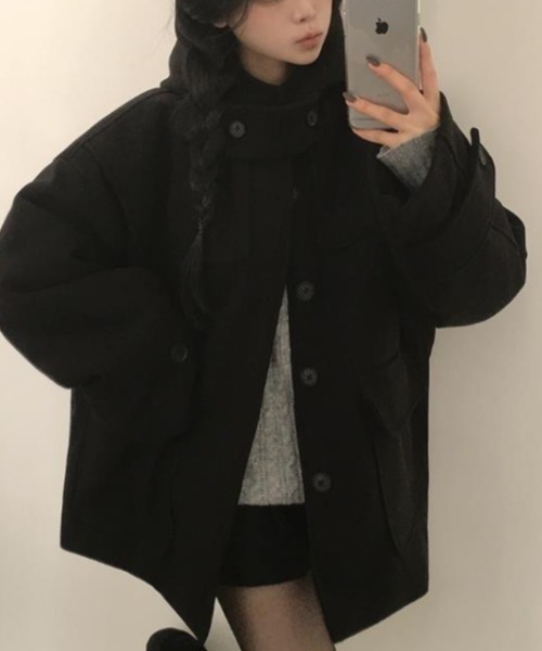 semplice(センプリチェ)の「フード付きコート(その他アウター・レディース・ブラック/グレー・F)」の15枚目の写真