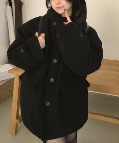 semplice(センプリチェ)の「フード付きコート(その他アウター・レディース・ブラック/グレー・F)」の16枚目の写真