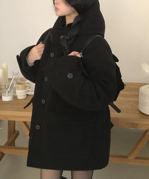 semplice(センプリチェ)の「フード付きコート(その他アウター・レディース・ブラック/グレー・F)」の17枚目の写真