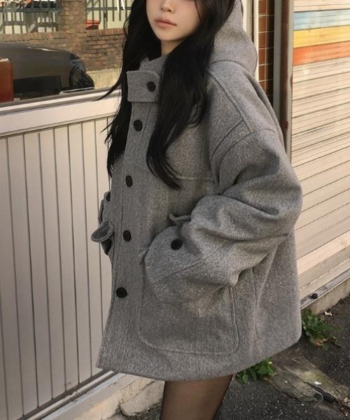 semplice(センプリチェ)の「フード付きコート(その他アウター・レディース・ブラック/グレー・F)」の22枚目の写真