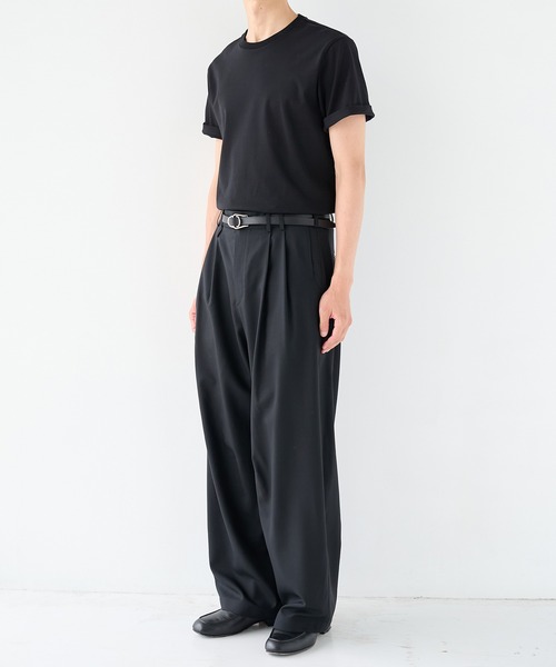 STUDIOUS（ステュディオス）の「【STUDIOUS】2Tuck Curve Slacks（スラックス・メンズ・ブラック/ストライプ/グレイッシュベージュ・1/2/3）」の11枚目の写真